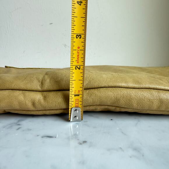 L.A.M.B. Embossed Leather Suede Clutch Bag Yellow Tan Lime Green Y2K - Picture 14 of 14